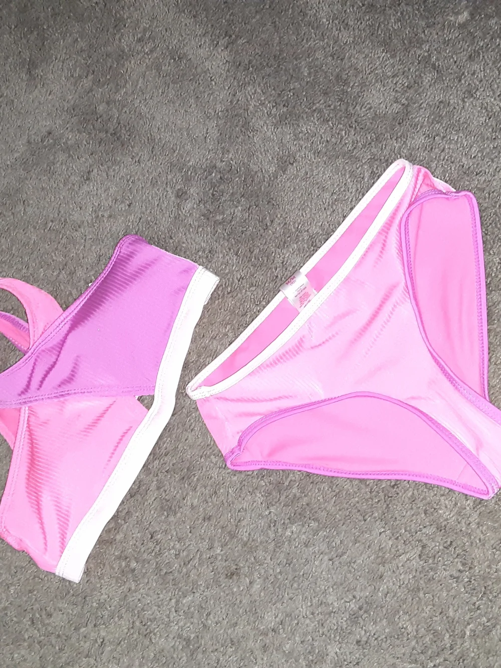 Justice Pink and Purple Colorblock Girls Bikini